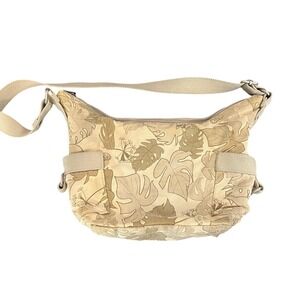 Vintage Roots Tropical Monstera Leaf Print Crossbody Bag Tan Ripstop R0249WBP